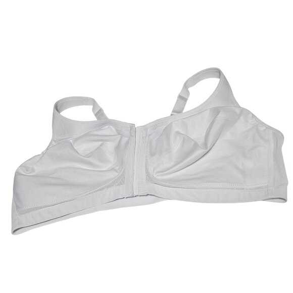 Glamorise Front Close Bra Size 46DD White Nylon Blend Adjustable Straps Wireless - Picture 2 of 5